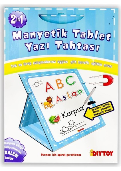 Diy-Toy Manyetik Yazı Tahtası Çift Taraflı Yazı Tahtası Mavi