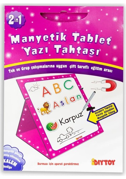 Diy-Toy Manyetik Yazı Tahtası Çift Taraflı Yazı Tahtası Pembe