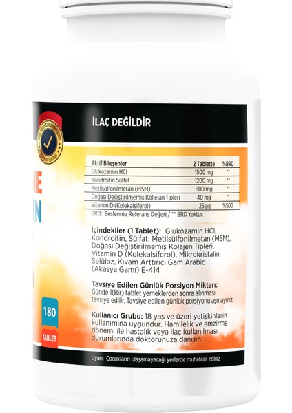Glucosamine Chondroitin Msm 180 Tablet & Vitamin D3 400 Iu 20 ml