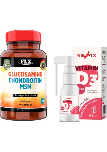 Glucosamine Chondroitin Msm 60 Tablet & Vitamin D3 400 Iu 20 ml