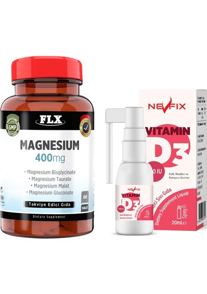 Magnezyum Complex 400 Mg 60 Tablet & Vitamin D3 400 Iu 20 ml