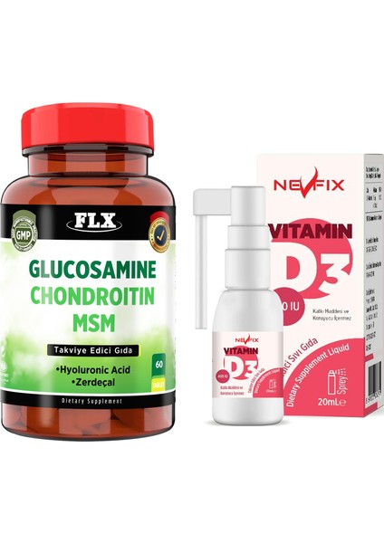 Glucosamine Chondroitin Msm 60 Tablet & Vitamin D3 400 Iu 20 ml