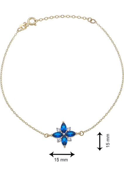 Lacivert Markiz Taşlı 14 Ayar Kadın Bileklik modelleri