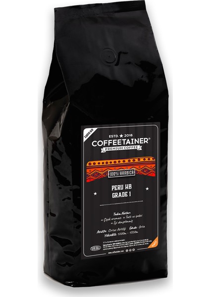 Coffeetaıner Peru Çekirdek Kahve (%100 Arabica) 1 kg