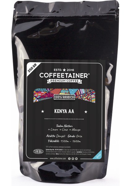 Coffeetaıner Kenia Aa Çekirdek Kahve (%100 Arabica) 250 gr