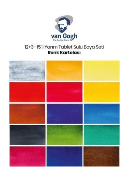 Talens Van Gogh Tablet Suluboya 12+3 Renk + Van Gogh 25X35 Cm. 300 gr Defter Hediye