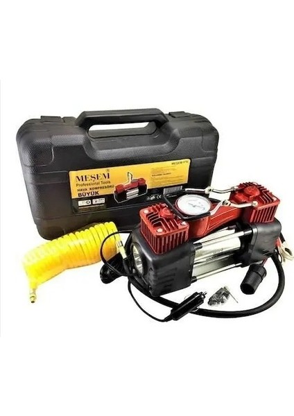 Meşem Büyük Çift Pistonlu Fenerli Akü Bağlantılı Hava Kompresörü 12V