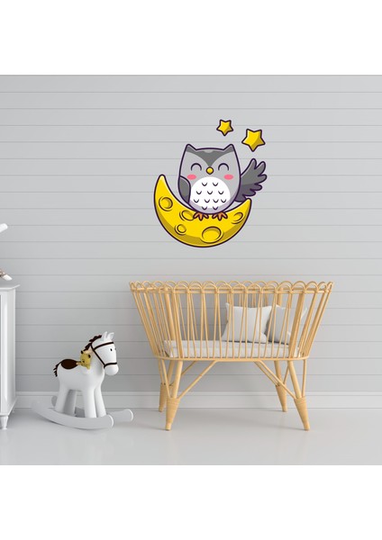 Dekoratif Baykuş Çocuk Odası Sticker Etiket