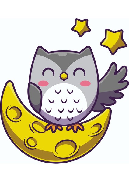 Dekoratif Baykuş Çocuk Odası Sticker Etiket