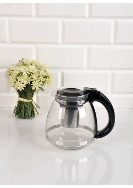 Süzgeçli Cam Demlik Seti ve Semavere Uygun 1100 Ml.