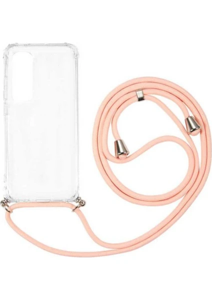 Case 4U Xiaomi Mi Note 10 Lite Kılıf Boyuna Askılı İpli Silikon Arka Kapak X-Rop Rose Gold