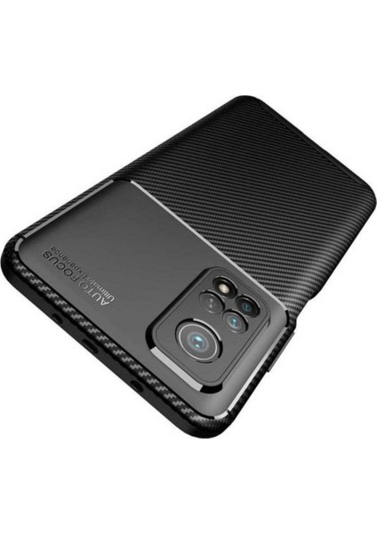 Xiaomi Mi 10T Pro Kılıf Rugged Armor Karbon Desenli Lüx Negro Silikon Arka Kapak Kahverengi