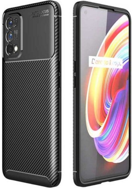 Case 4U Oppo Realme 7 Pro Kılıf Rugged Armor Karbon Desenli Lüx Negro Silikon Arka Kapak Siyah