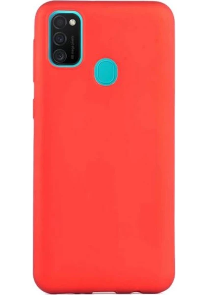 Case 4U Samsung Galaxy M21 Kılıf Klasik Mat Renkli Yumuşak Premier Silikon Kırmızı