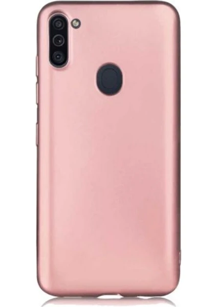 Case 4U Samsung Galaxy M11 Kılıf Klasik Mat Renkli Yumuşak Premier Silikon Rose Gold