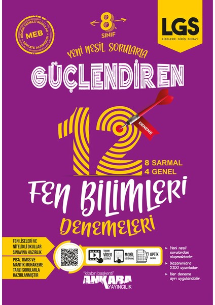 8.Sınıf Fen Bilimleri Güçlendiren Denemeleri - 12 Adet