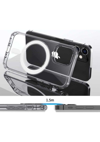 Apple iPhone 12 Kılıf Tacsafe Wireless Kapak Şeffaf - Magsafe kablosuz şarj uyumlu modelleri