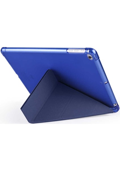 Apple iPad Pro 11 Kılıf + Kalem Kalem Bölmeli Tri Folding Smart Standlı Pu Deri Arkası Yumuşak Silikon 360 Tam Koruma Pembe