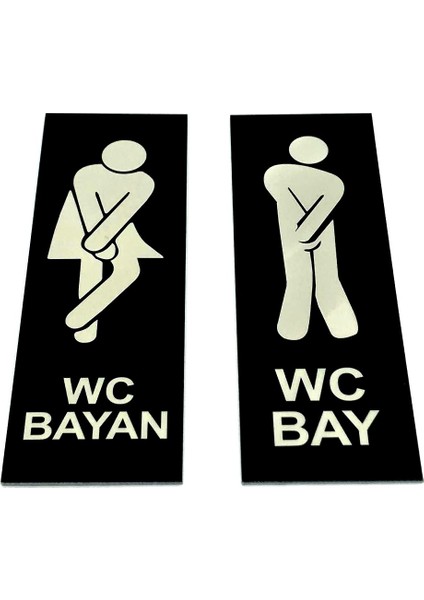 Wc Tuvalet Tabelası Bayan Bay Takım 2 Adet Kapı Yönlendirme Levha