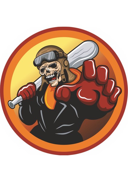 Beyzbol Sopalı Kurukafa Kuru Kafa Sticker 00556