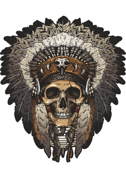 Kurukafa Kızılderili Kuru Kafa Sticker 00555