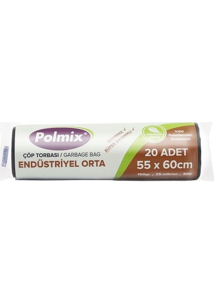 ÇÖP TORBASI POLMİX ENDÜSTİRİYEL ORTA 150 GRAM 55X60 SİYAH 1 PAKET