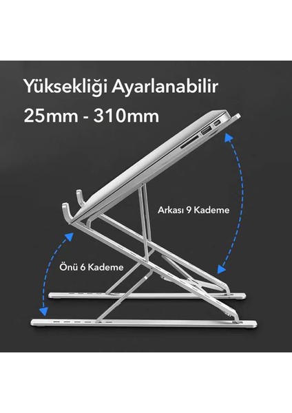 N8 Çift Taraflı Ayarlı Katlanabilir Alüminyum Laptop Standı