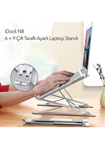 N8 Çift Taraflı Ayarlı Katlanabilir Alüminyum Laptop Standı