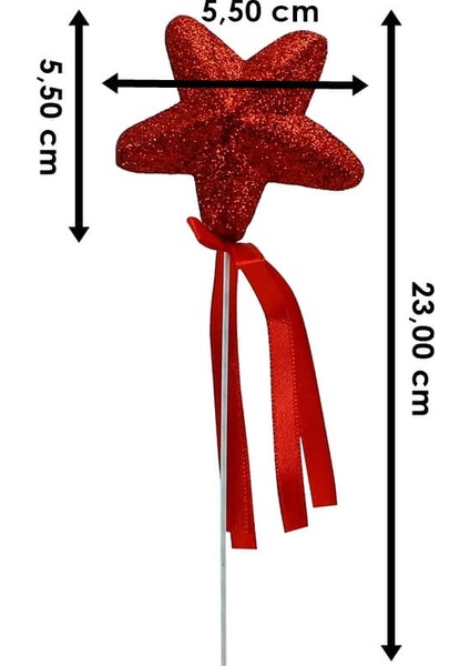 Yıldız Çubuk, 23 cm x 5,5 cm Kırmızı - 10 Adet