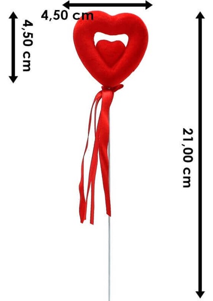 Kalp Çubuk Iç Içe Kalp, 21 cm x 4,5 cm - 10 Adet