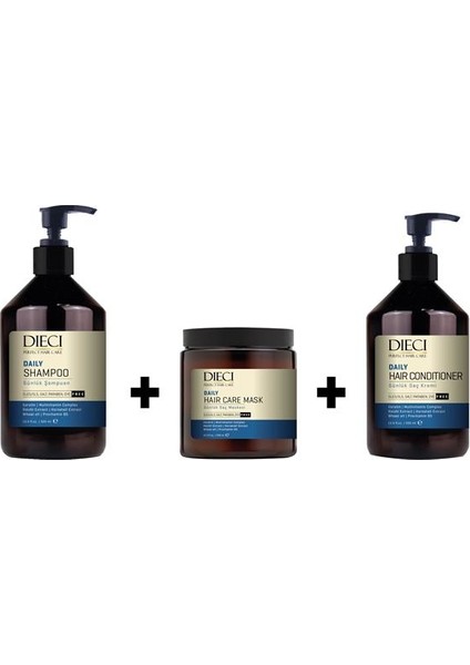 Daily Şampuan 500 ml + Condıtıoner 50 ml + Maske 500 ml