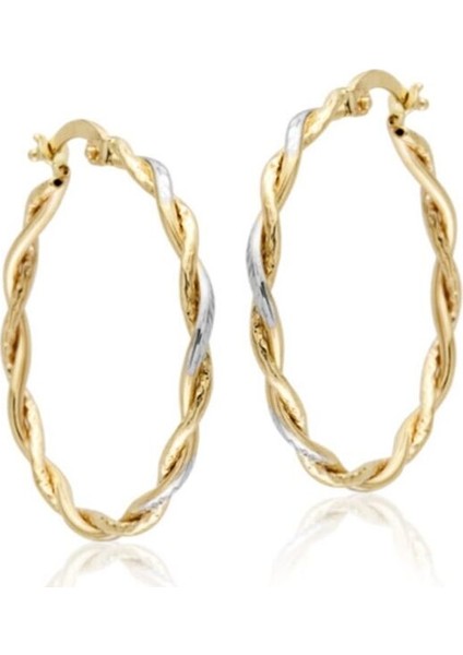 14 Ayar Altın Halka Küpe 3,0 cm Burma