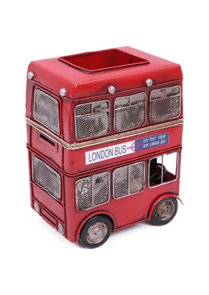 Dekoratif Metal Araba Londra Şehir Otobüsü Kalemlik fırsatları