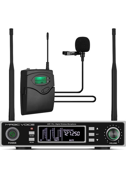 Magıcvoıce MV-1100Y Uhf Çift Tuner 1 Yaka Kablosuz Telsiz Mikrofon