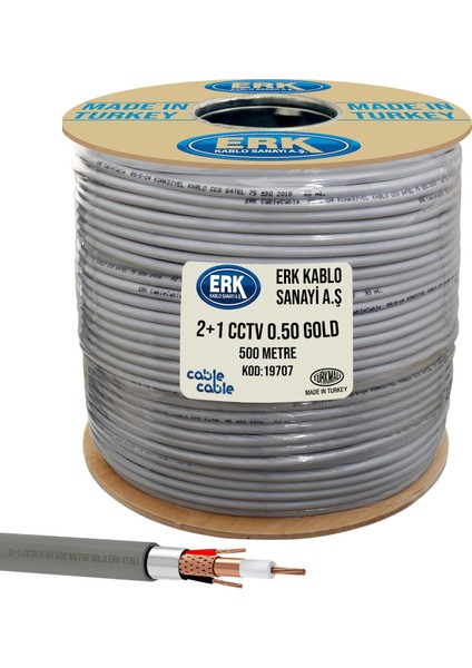 Cable Cable Cable Cable 2+1 CCTV 0.50 Gold Kamera Kablosu - 500M