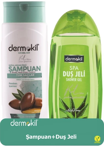 Argan Şampuan 400 ml, Aloe Vera Duş Jeli 500 ml 2'li Setr