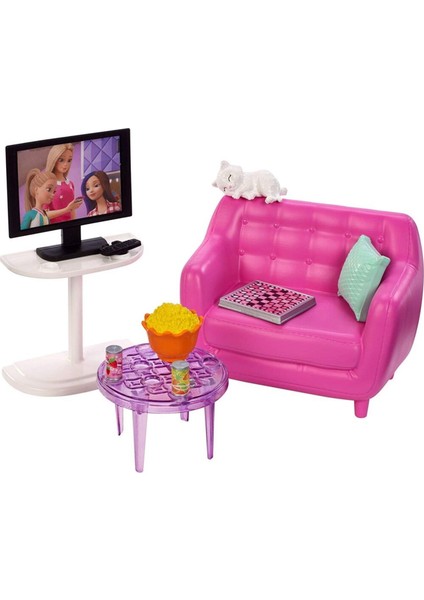 Barbie'nin Ev Içi Dekorasyon Aksesuarları Oturma Odası Seti