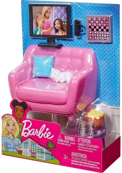 Barbie'nin Ev Içi Dekorasyon Aksesuarları Oturma Odası Seti