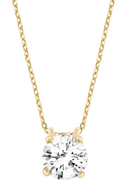 Gümüş Altın Kaplamalı Tektaş Kolye G849KLR3