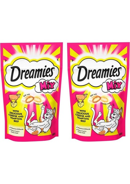 Dreamies 2 Paket Mix Peynirli Sığır Etli Kedi Ödülü Maması 60 gr