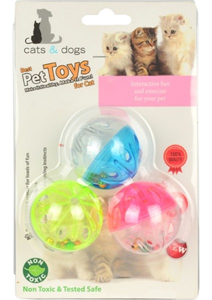 Pet Toys Kedi Zilli Oyun Topları 3'lü Paket