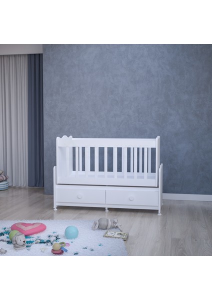 Elegant Mdfli Çıtalı 60X120 Beşik + Yatak - Beyaz fırsatları