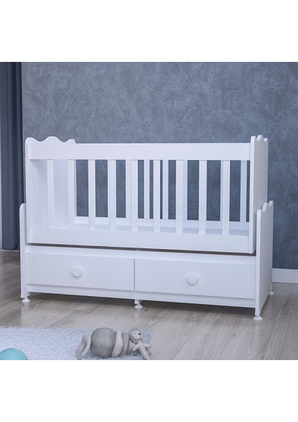 Elegant Mdfli Çıtalı 60X120 Beşik + Yatak - Beyaz indirimleri
