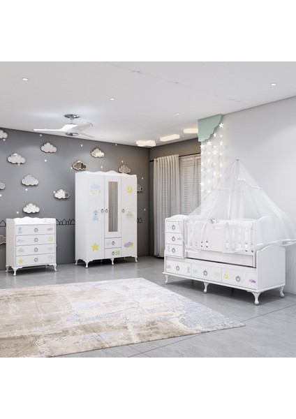 Asansörlü Bebek Odası Takımı - Yatak ve Uyku Seti Kombinli