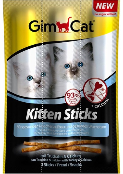 Sticks Kitten Hindili ve Kalsiyumlu Yavru Kedi Ödül Çubukları 3x3 gr