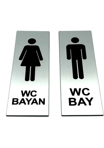 Wc Tuvalet Tabelası Bayan Bay Takım 2 Adet Kapı Yönlendirme Levha