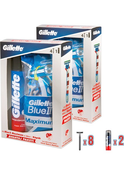 Blue2 Milli Takım Özel Paketi 4'lü Tıraş Bıçağı + 200 ml Tıraş Köpüğü