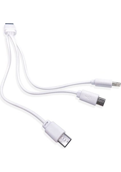 3'lü Şarj Kablosu (Micro, Lightning, Type-C)