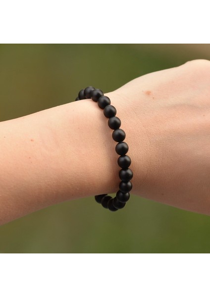 Mat Obsidyen Taşı Bileklik - 8 mm