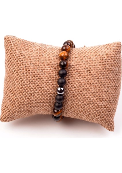 Kaplan Gözü Taşı Bileklik - Üç Taşlı - 8 mm fiyatları